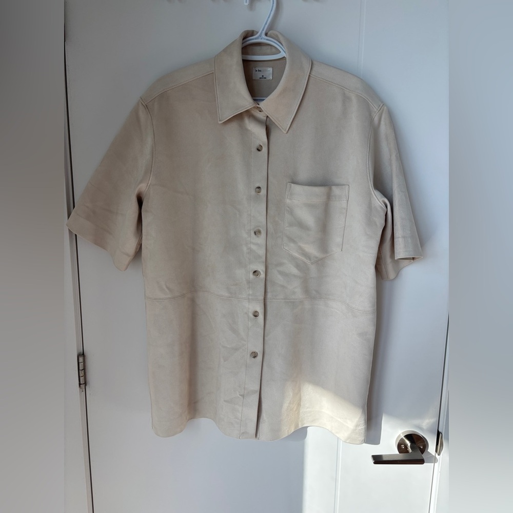 Aritzia Wilfred Le Fou vegan suede button-up shirt Oyster